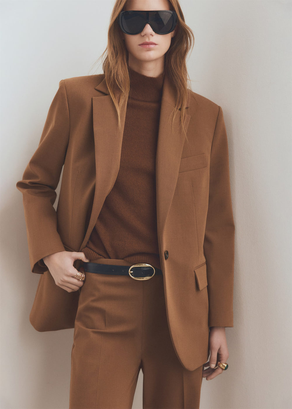Wide leg suit trousers