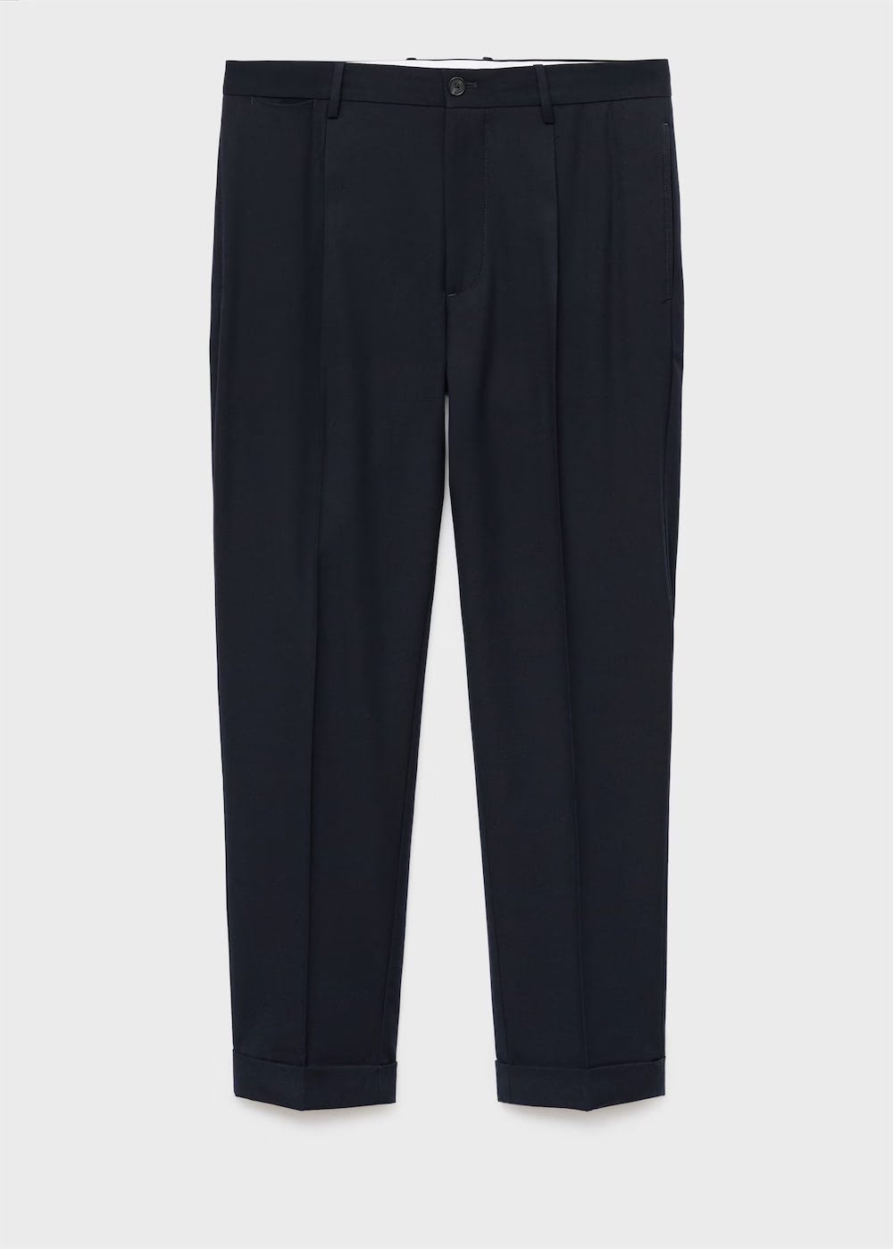 Regular-fit pleated flannel trousers